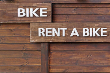 Rent a bike sign