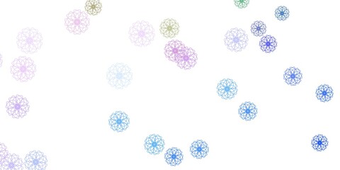 Light Blue, Red vector doodle texture with flowers.