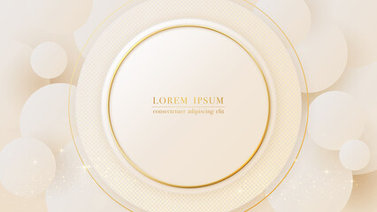 Luxury background with circle frame, golden line, and glitter light effects decorations on circle overlap surface