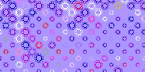 Dark blue, red vector backdrop with virus symbols.