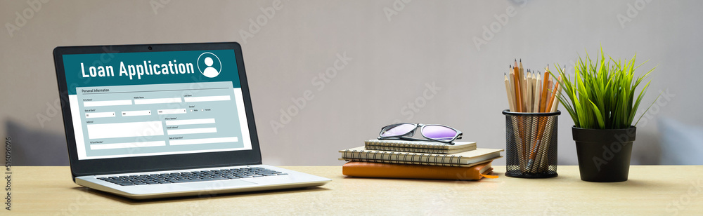 Poster online loan application form for modish digital information collection on the internet network