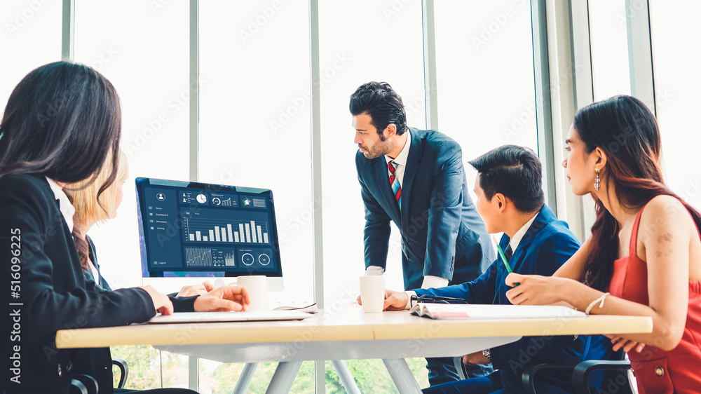 Poster business data dashboard analysis by ingenious computer software . investment application display bus