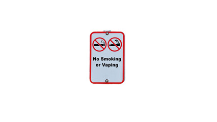 No Vaping & No Smoking sign on white background