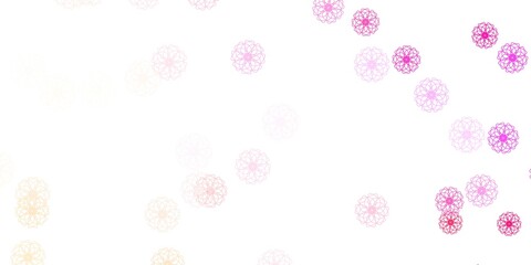 Fototapeta na wymiar Light Pink, Yellow vector doodle template with flowers.