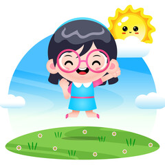 Cute Girl Happy Jump