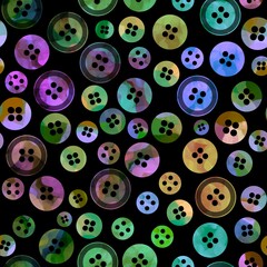 Fototapeta premium Hobbies seamless plastic buttons pattern for fabrics and wrapping paper and clothes print and kids and homemade products