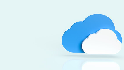 The cloud on blue background for it or technology concept 3d rendering