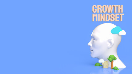 The  head and wood text for growth mindset concept 3d rendering