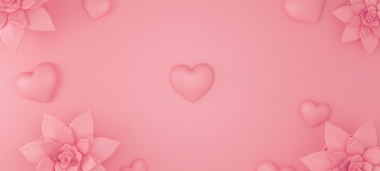 3d background Mother's day theme with pink Flowers - 3D render