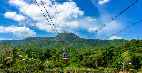 Views of Puerto Plata from the top of the mountain at Teleferico Cable Car - July 2, 2022. - obrazy, fototapety, plakaty