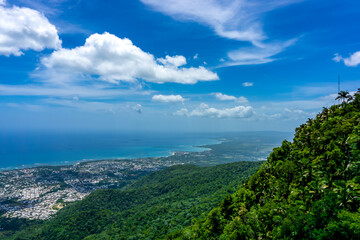 Fototapeta na wymiar Views of Puerto Plata from the top of the mountain at Teleferico Cable Car - July 2, 2022.