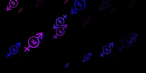 Dark Purple, Pink vector backdrop with woman's power symbols.