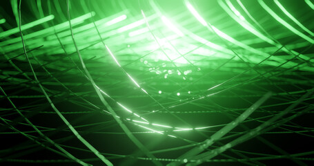 Render with abstract green curved lines