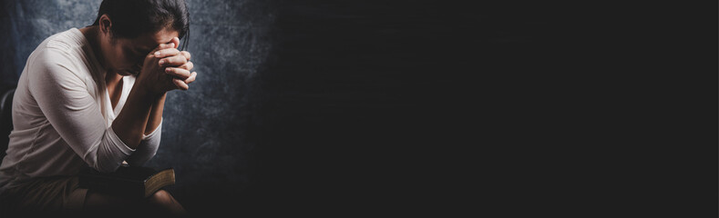 Woman Pray for god blessing to wishing have a better life