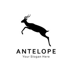 jumping antelope logo - obrazy, fototapety, plakaty