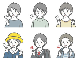 怒る少年の斜め向き上半身セット