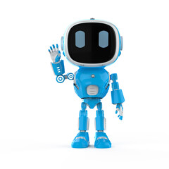 cute and small artificial intelligence assistant robot hand up