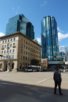 City life in downtown Edmonton, Alberta, Canada, during summer.
