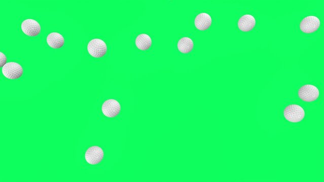 Golf Balls Falling On Green Screen