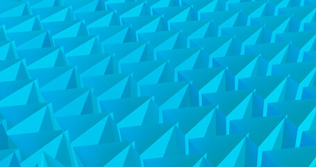 3d render blue cyan background with hollow sharpen pointed triangles