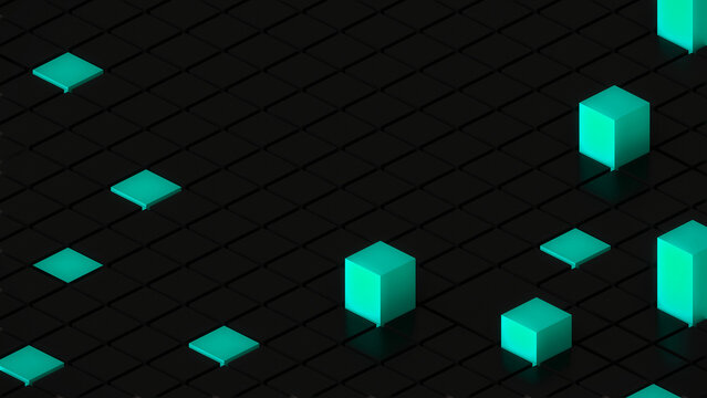 box 3d perspective cyan background square