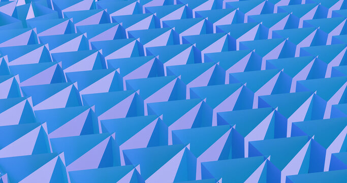 3d render purple and blue background with hollow  sharpen pointed triangles