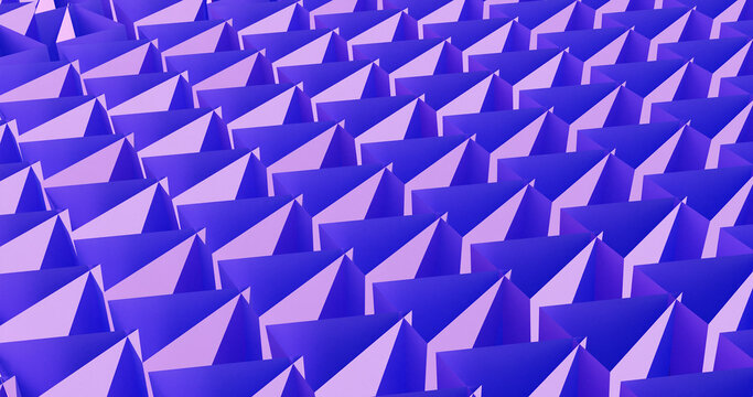 3d render purple background with hollow  sharpen pointed triangles