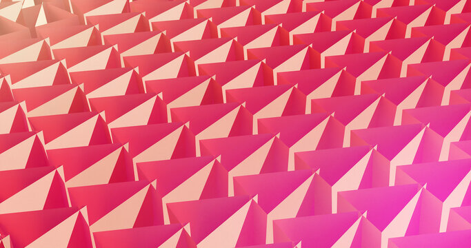 3d render pink orange background with hollow  sharpen pointed triangles