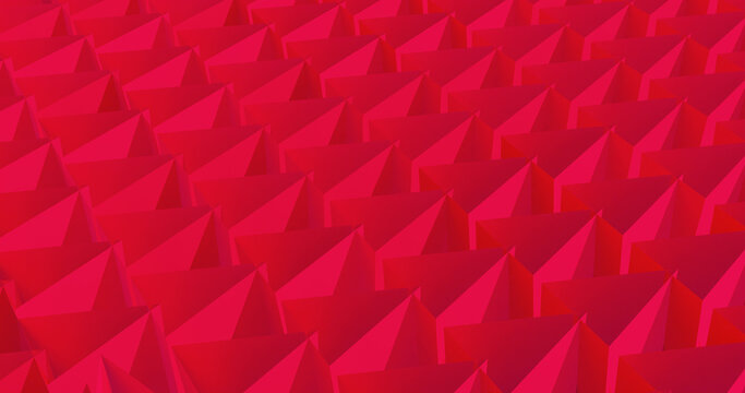 3d pink red background with hollow  sharpen pointed triangles
