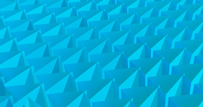 3d render blue cyan background with hollow sharpen pointed triangles