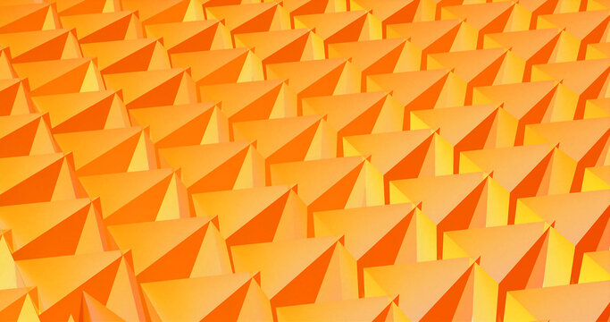 3d render orange background with hollow sharpen pointed triangles