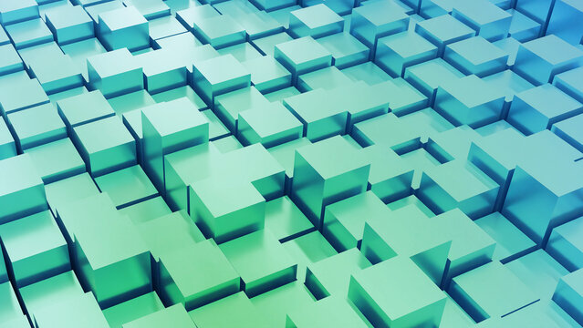 3d render perspective vaporwave blue and pink background