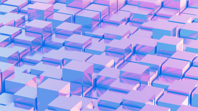 box 3d perspective vaporwave blue and pink background