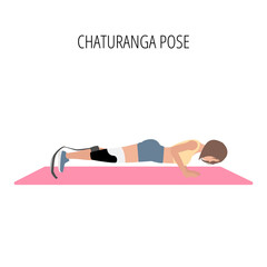 Young woman doing chaturanga pose yoga workout