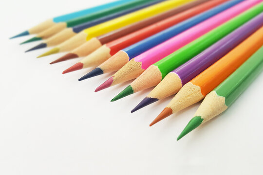 color pencil with copy space isolated on whtie background