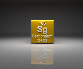 Cube with Seaborgium number 106 periodic table
