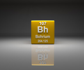 Cube with Bohrium number 107 periodic table