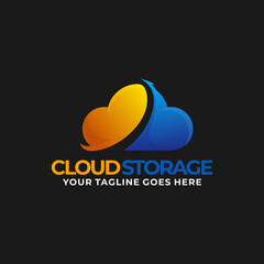 Cloud storage logo. Cloud data logo