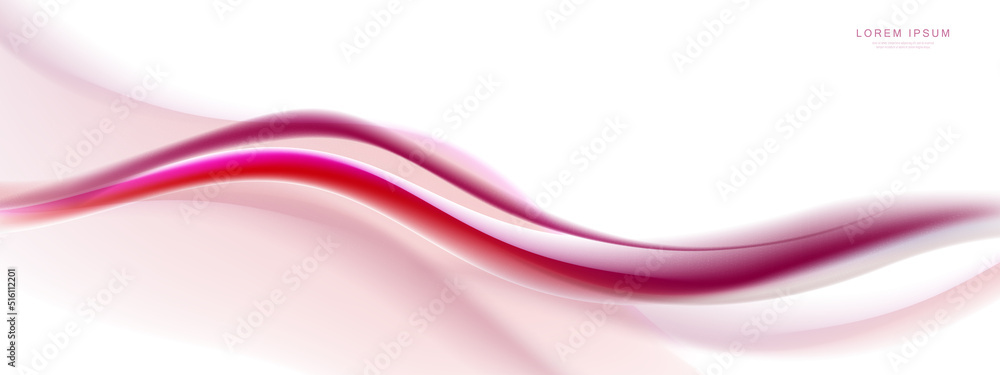 Poster Abstract white and red wavy with blurred light curved lines background. Vector illustration