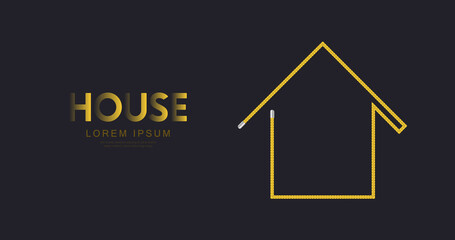 Home, House icon make from Measuring tape