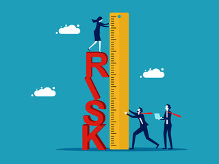 Assess the risks. business Use a ruler to measure the risks. vector illustration