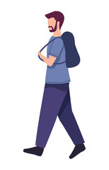 bearded man walking character