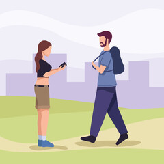 Fototapeta premium young couple walking