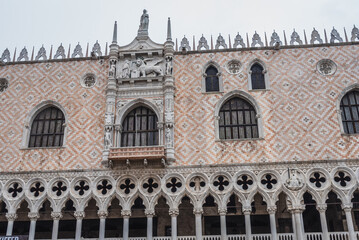 Exterior of the Doge's Palace at St Mark's Square in Venice, Veneto, Italy, Europe, World Heritage Site