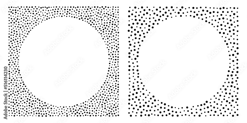 Wall mural halftone circle dots frame set. circle frame background. square size