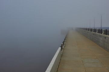 Naklejka premium Fog on the the Amur River Amur region.