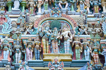 Fototapeta na wymiar The beautiful Meenakshi Amman Temple in Madurai in the south Indian state of Tamil Nadu