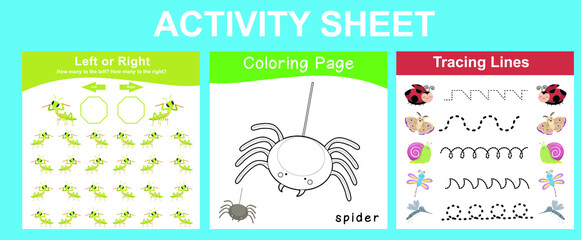 Activity sheet for children. Educational printable worksheet. Animals worksheet theme. Vector illustrations.