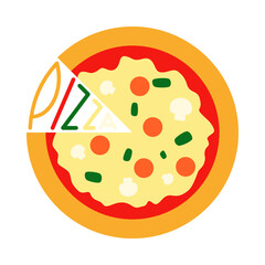 Pizza and a piece of vocab. creative word design. vector illustration.