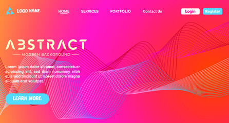  Abstract wavy stripes on a gradient background isolated. Wave line art, Abstract Modern Line.Abstract line art vector background  website Landing Page. Template for websites.